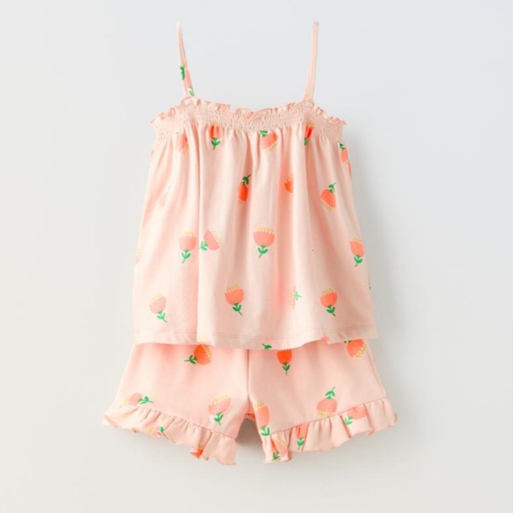 NWT Zara organic cotton floral matching set 4Y (3-4Y)